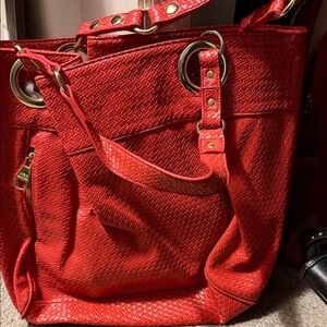 Steve Madden Vibrant Red Woven Tote